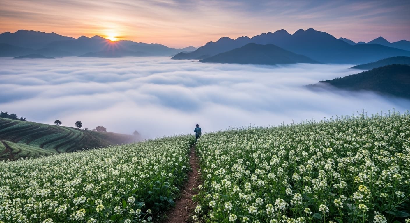 Săn Mây & Mùa Hoa Cải Trắng: Trải Nghiệm Mùa Đông Tây Bắc 2024